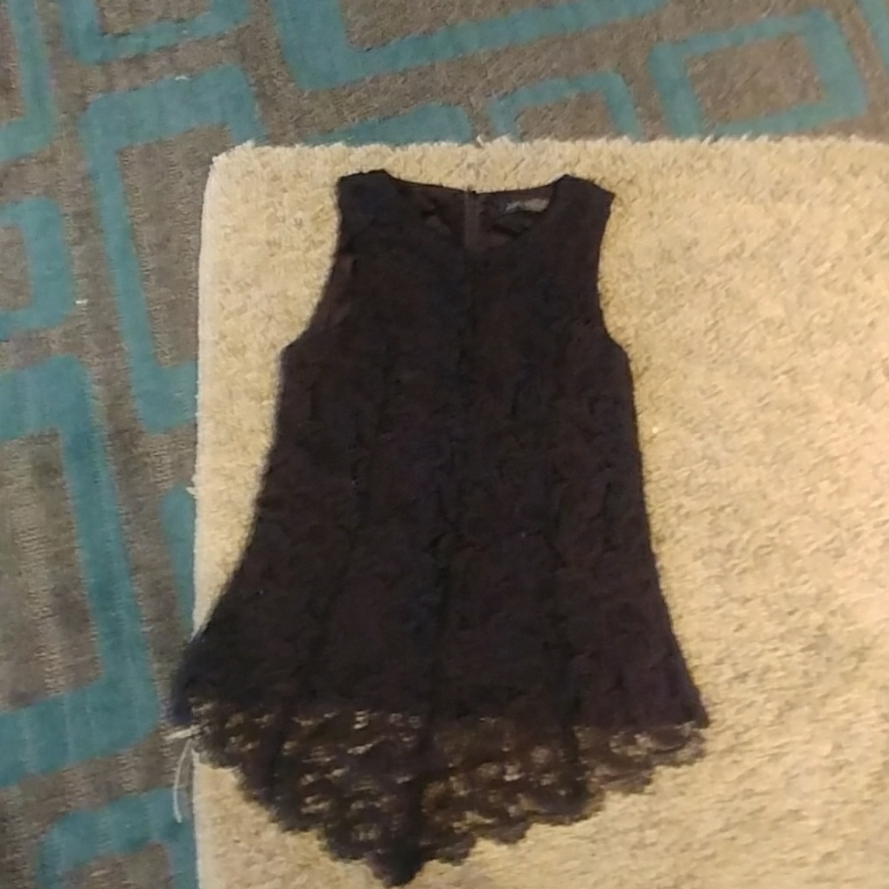 Black lace/cotton top with floral design